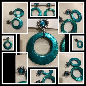 New!!Elegant Teal Hoop Earrings